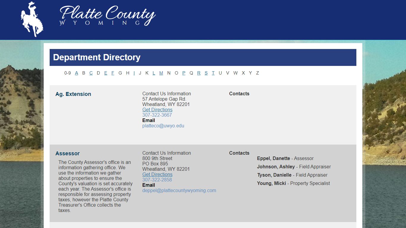 The Official Website of Platte County, Wyoming - Departments